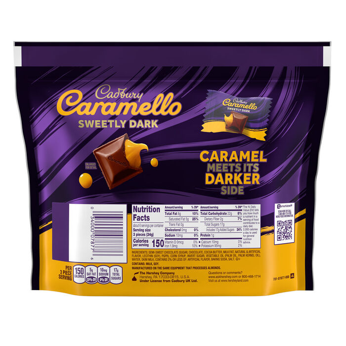 CADBURY CARAMELLO Dulcemente Oscuro Miniaturas de Chocolate con Caramelo Paquete para Compartir, 7.2 oz