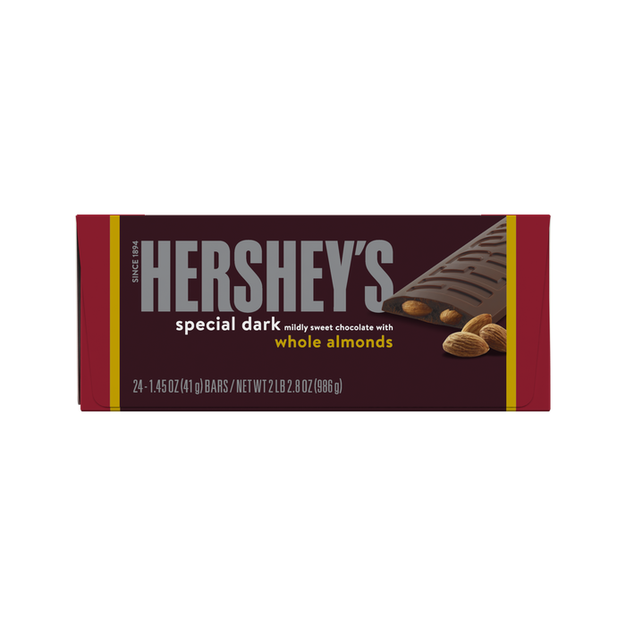 Limited Edition (Holiday)：HERSHEY'S Special Dark Chocolate with Whole Almonds Candy Bars, 1.45 oz (24 Count)