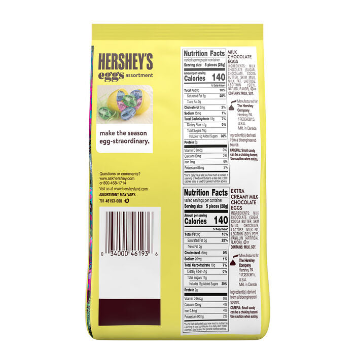 HERSHEY'S Assorted Eggs, Easter Candy Bulk Bag, 29.33 oz