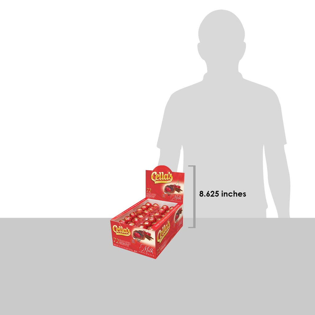 Cella's Milk Chocolate Covered Cherries – Premium Cherry Cordial Candies – Individually Wrapped with Display Box - Peanut Free, Gluten Free – 72 Count, 2.25 Pounds (Pack of 1)