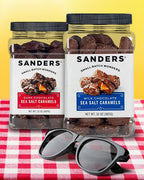 Sanders Milk Chocolate Sea Salt Caramels (32 oz Tub) – Handcrafted Small Batch Slow Cooked Caramel, Sea Salt Chocolate with Rich Indulgent Flavor, Sweet & Salty