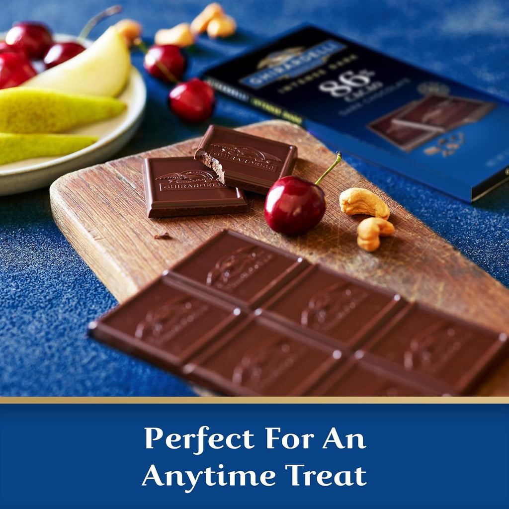 GHIRARDELLI Intense Dark 86% Cacao Chocolate Bar, 3.17 oz – Bold Extra Dark Chocolate with Rich Cocoa Notes