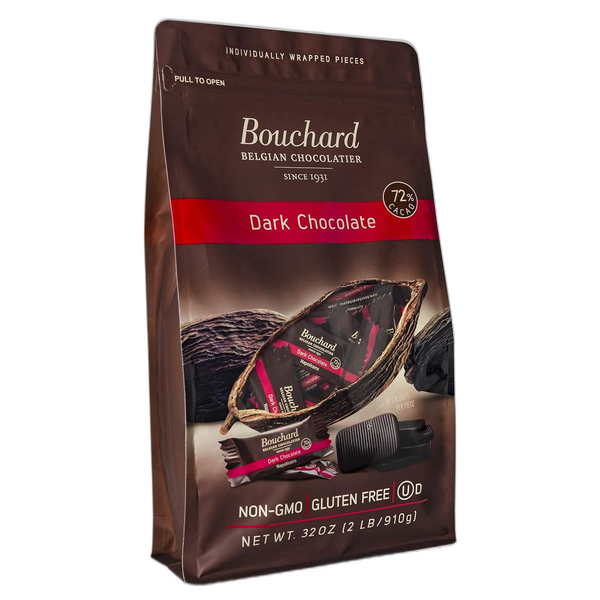 Bouchard Premium Belgian Dark Chocolate with 72% Cacao | Individually Wrapped Pieces (2 LB)