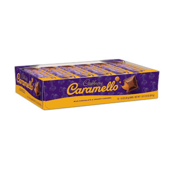 CADBURY CARAMELLO Milk Chocolate Caramel Candy Bars, 1.6 oz (18 Count)