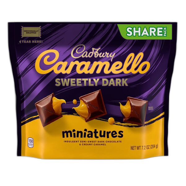 CADBURY CARAMELLO Dulcemente Oscuro Miniaturas de Chocolate con Caramelo Paquete para Compartir, 7.2 oz