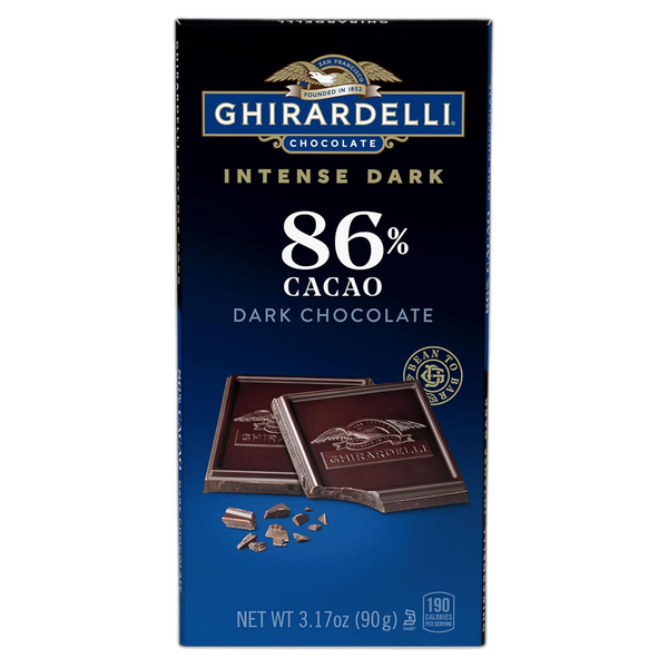GHIRARDELLI Intense Dark 86% Cacao Chocolate Bar, 3.17 oz – Bold Extra Dark Chocolate with Rich Cocoa Notes