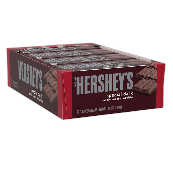 HERSHEY'S Special Dark Mildly Sweet Chocolate Candy Bars, 1.45 oz (36 Count) Main image