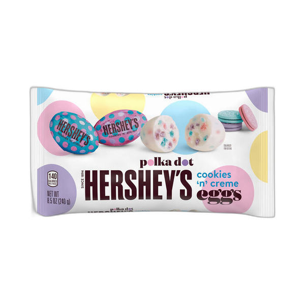 HERSHEY'S Cookies 'n' Creme Polka Dot Easter Eggs Candy Bag, 8.5 oz Main image