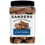 Sanders Milk Chocolate Sea Salt Caramels (32 oz Tub) – Handcrafted Small Batch Slow Cooked Caramel, Sea Salt Chocolate with Rich Indulgent Flavor, Sweet & Salty