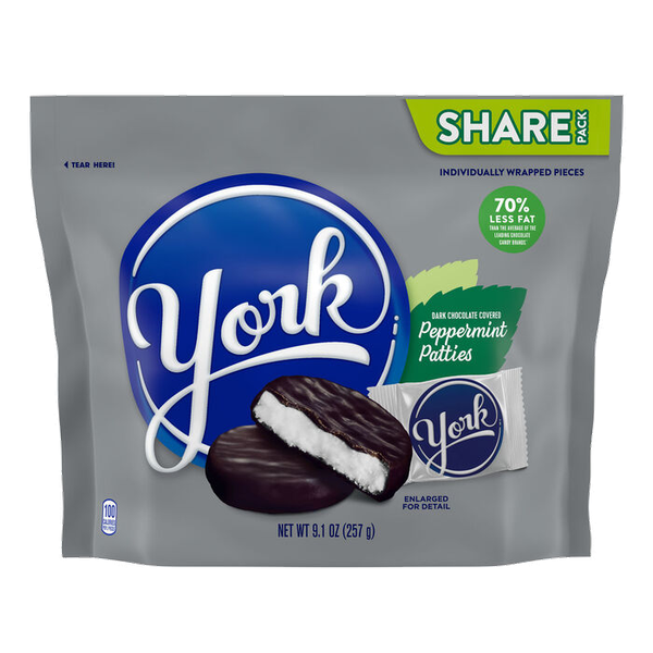 YORK Dark Chocolate Peppermint Patties Candy Share Pack, 9.1 oz